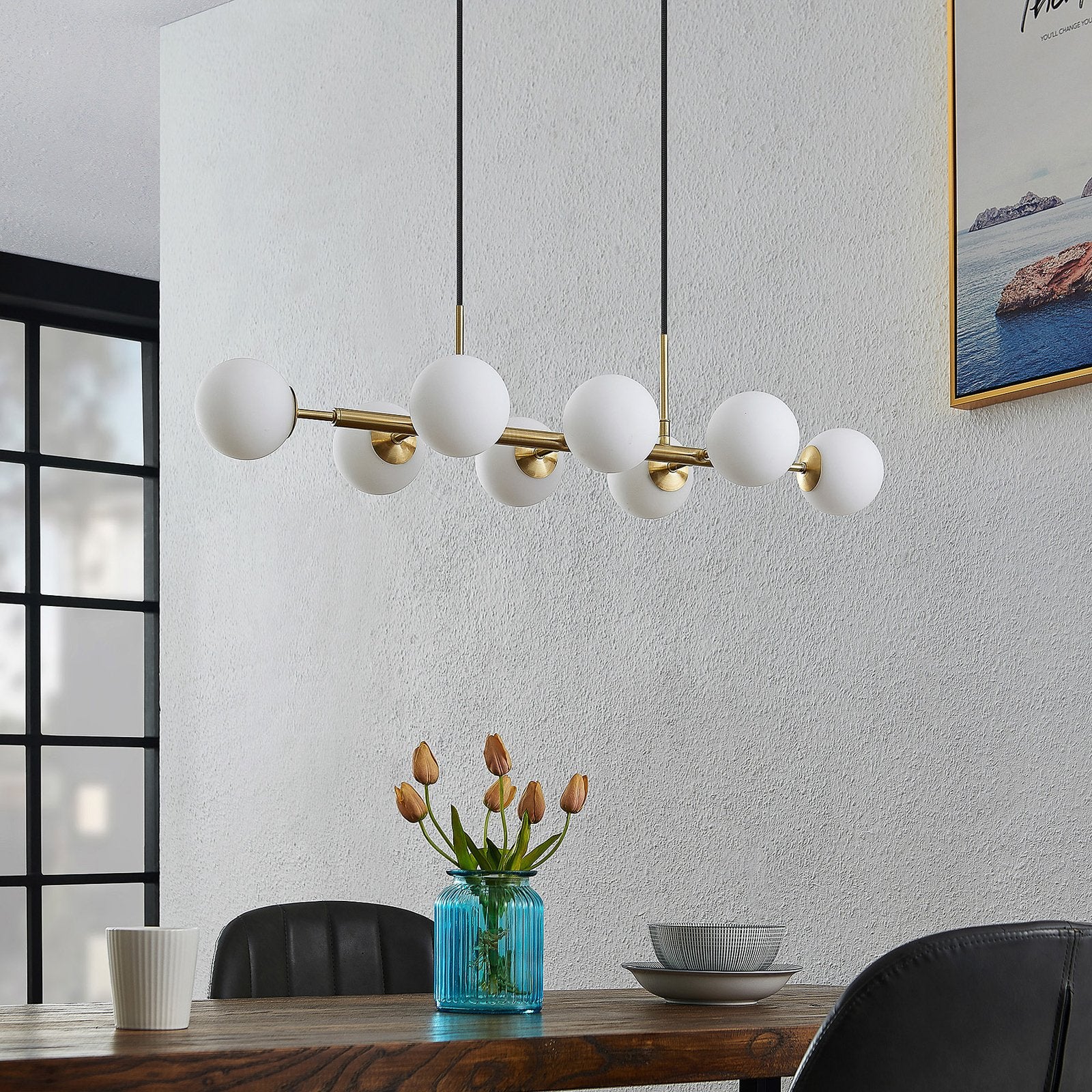 Lindby Kiamo Hängeleuchte Pendelleuchte Deckenlampe Leuchte Glasschirme opal838 - 4251911736328