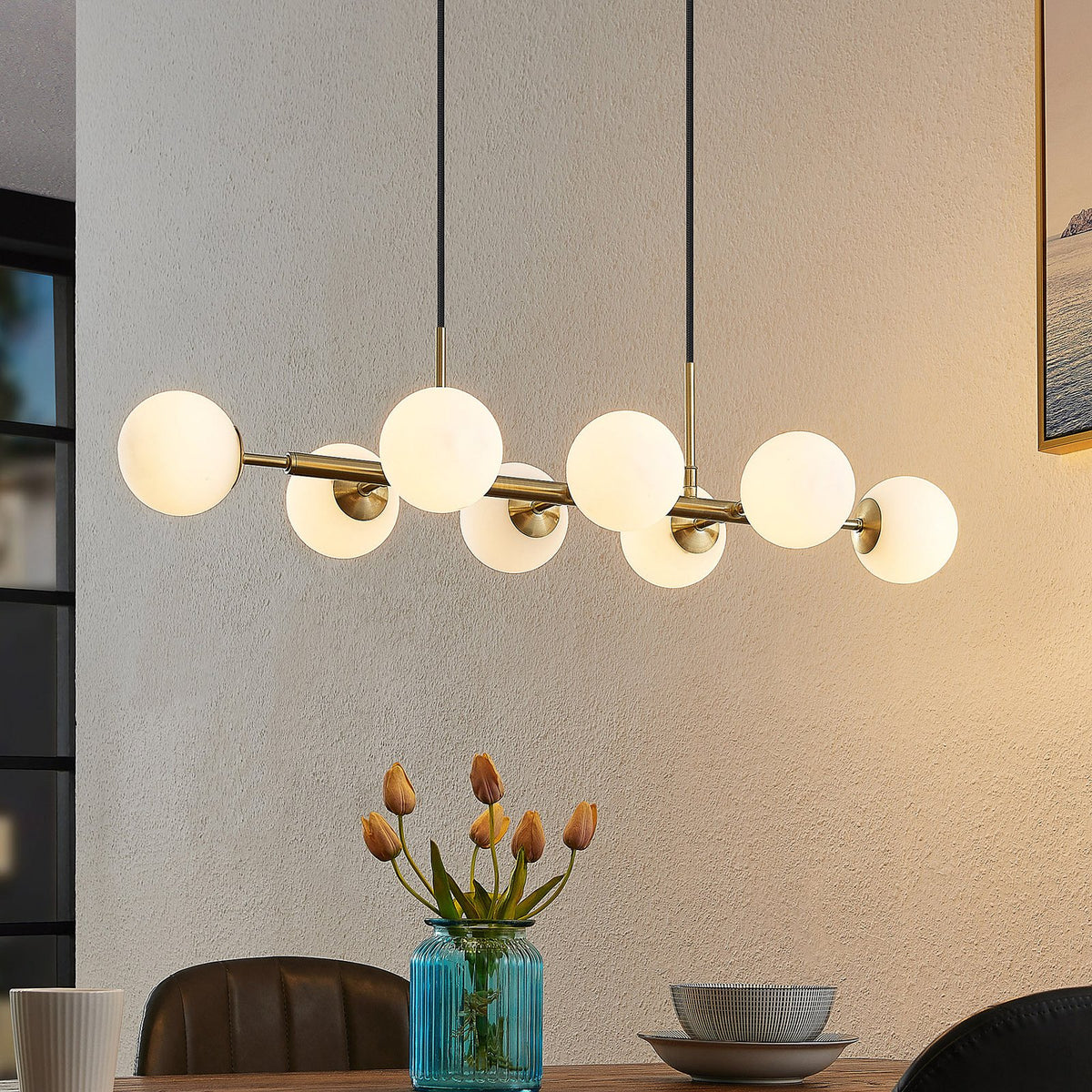 Lindby Kiamo Hängeleuchte Pendelleuchte Deckenlampe Leuchte Glasschirme opal838 - 4251911736328