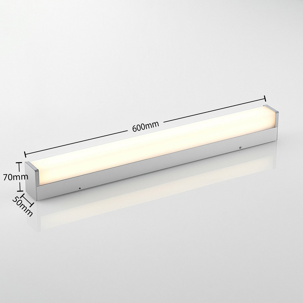Lindby Klea LED-Badezimmerleuchte 60 cm weiß Chrom Spiegelleuchte Badlampe Lampe - 4251096580501