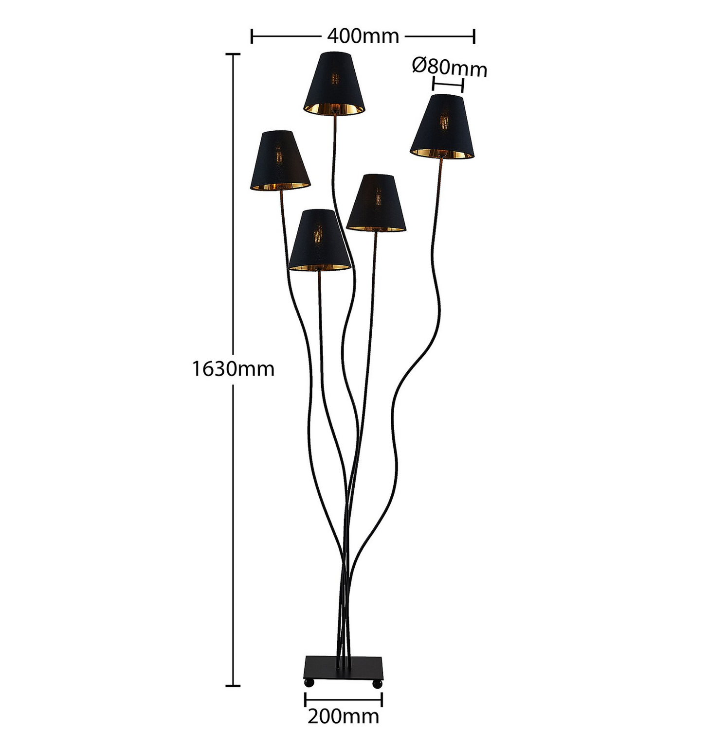 B-Ware Lindby Komalie Stehleuchte Lampe Wohnzimmer Beleuchtung Fünfflammig Schwarz978 - 4251911705843
