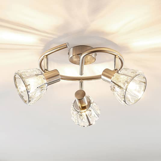 B-Ware Lindby Kosta Deckenlampe Deckenleuchte Lampe Leuchte Hängelampe 3 Flammig Nickel - 4251096570250