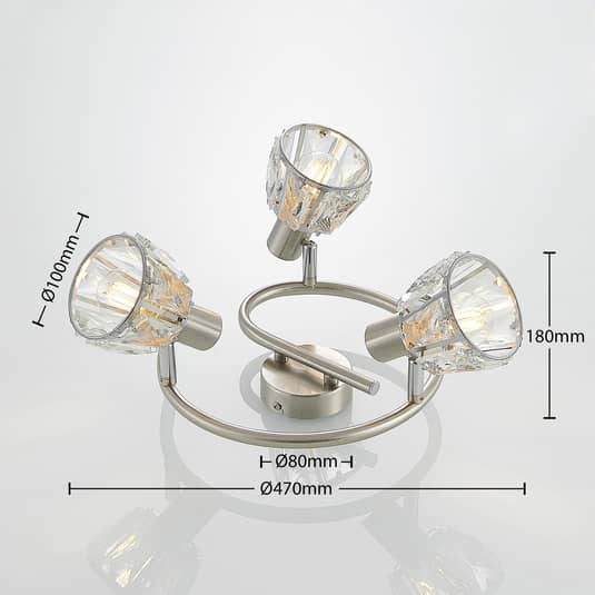 B-Ware Lindby Kosta Deckenlampe Deckenleuchte Lampe Leuchte Hängelampe 3 Flammig Nickel - 4251096570250