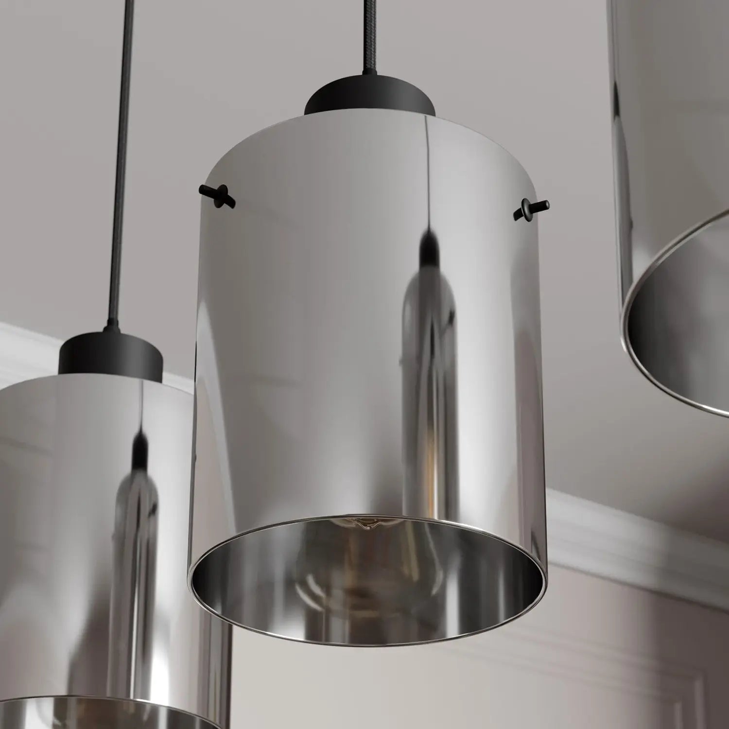 B-Ware Lindby Kourtney Hängeleuchte Deckenlampe Pendelleuchte Lampe Schwarz Rauchgrau