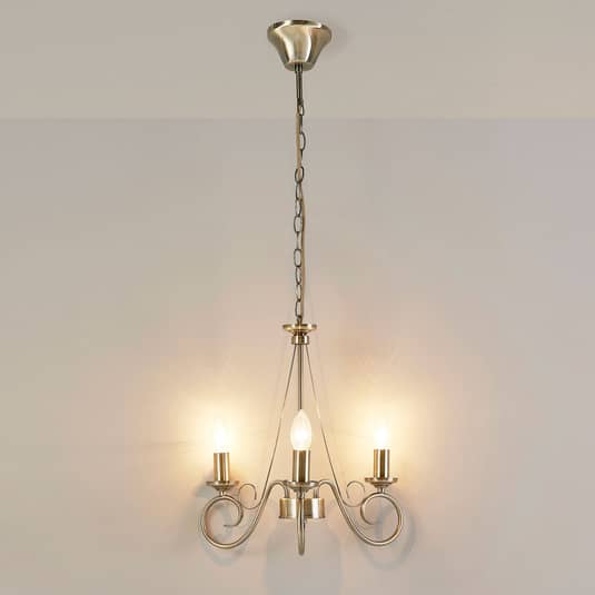 B-Ware Lindby Kronleuchter Marnia, Lampe Leuchte Deckenlampe Altmessing, 3 Flammig E14