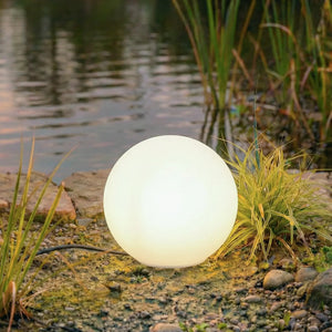B-Ware Lindby Außenleuchte Gartenleuchte Kugel 30 Cm Valyra Weiß Erdspieß E27 Led Ip54