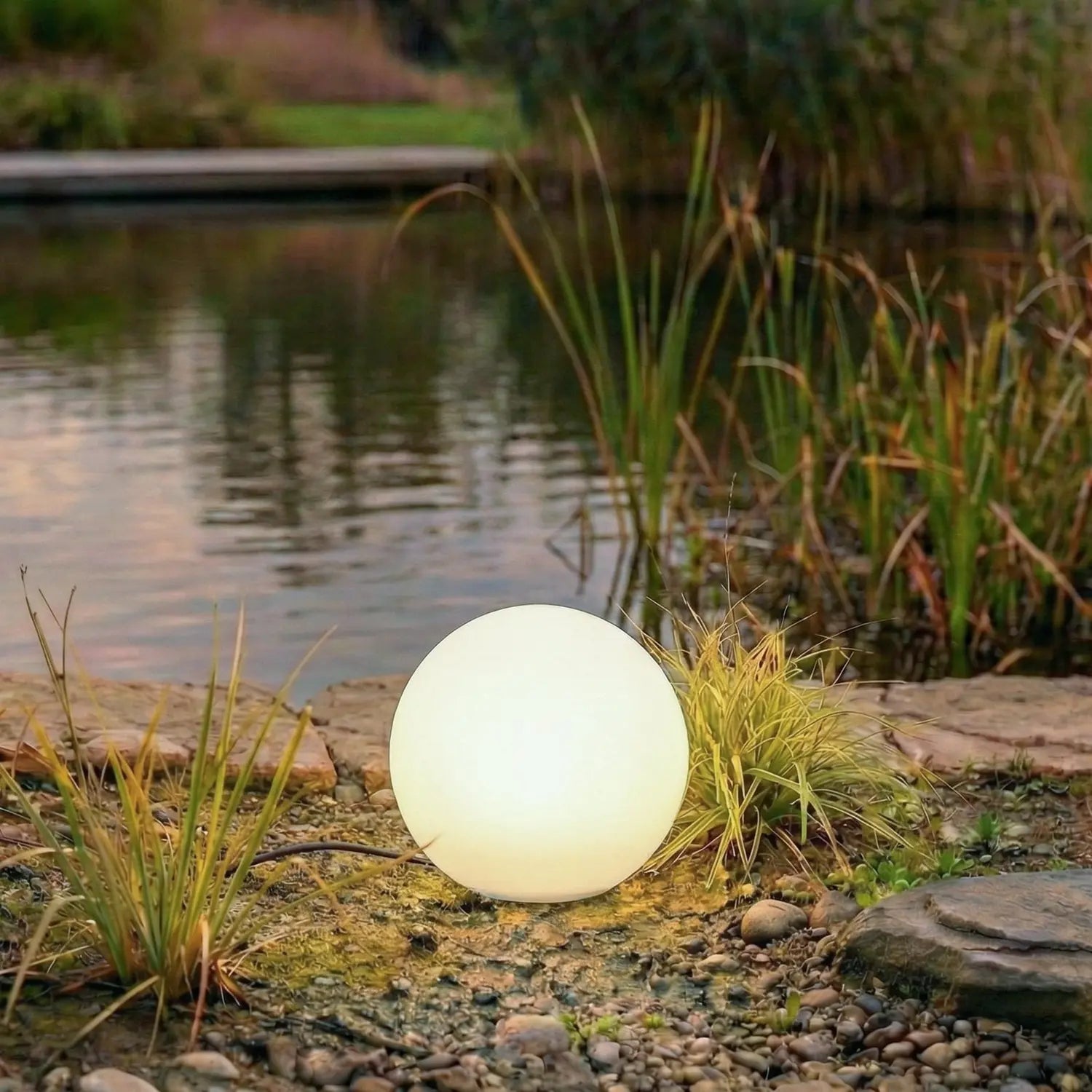 B-Ware Lindby Außenleuchte Gartenleuchte Kugel 30 Cm Valyra Weiß Erdspieß E27 Led Ip54 - 4255830910418