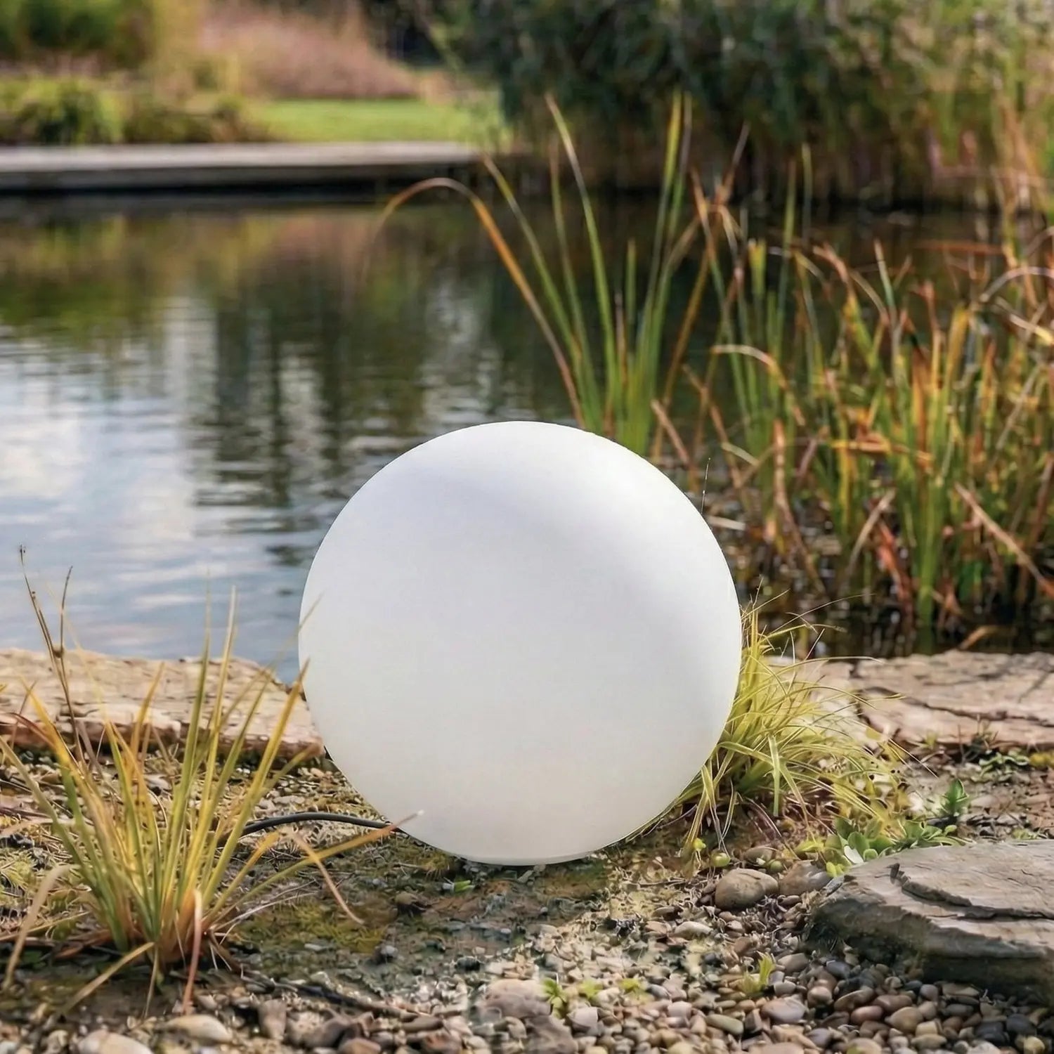 B-Ware Lindby Kugelleuchte Garten Valyra Außenleuchte E27 Led Weiß Erdspieß Ip54 ø 50cm - 4255830910432