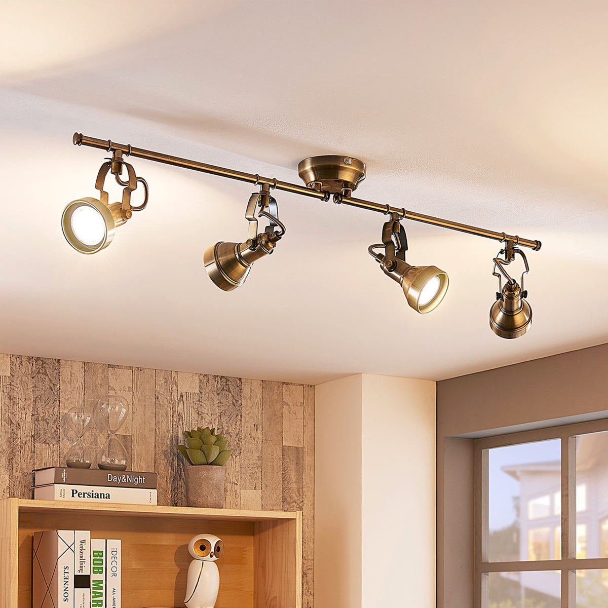 Lindby Deckenlampe Perseas Hängelampe Deckenstrahler Lampe GU10 altmessing - 4251096502428