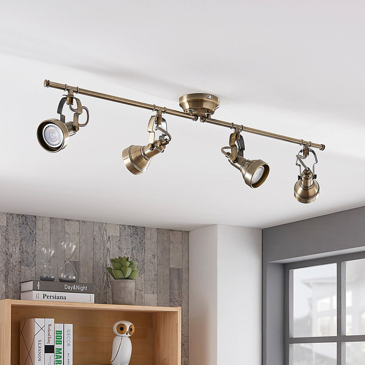 Lindby Deckenlampe Perseas Hängelampe Deckenstrahler Lampe GU10 altmessing - 4251096502428