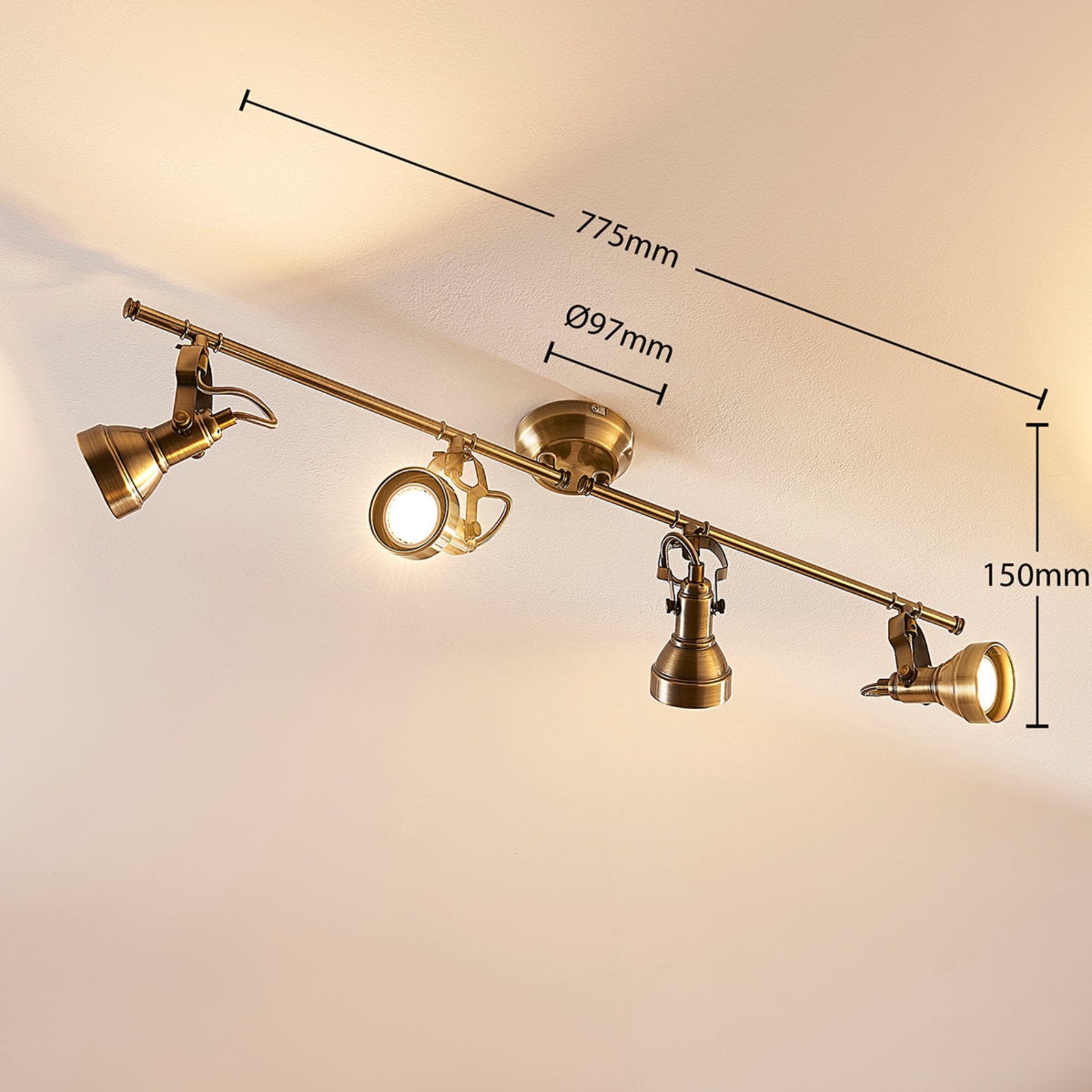 Lindby Deckenlampe Perseas Hängelampe Deckenstrahler Lampe GU10 altmessing - 4251096502428