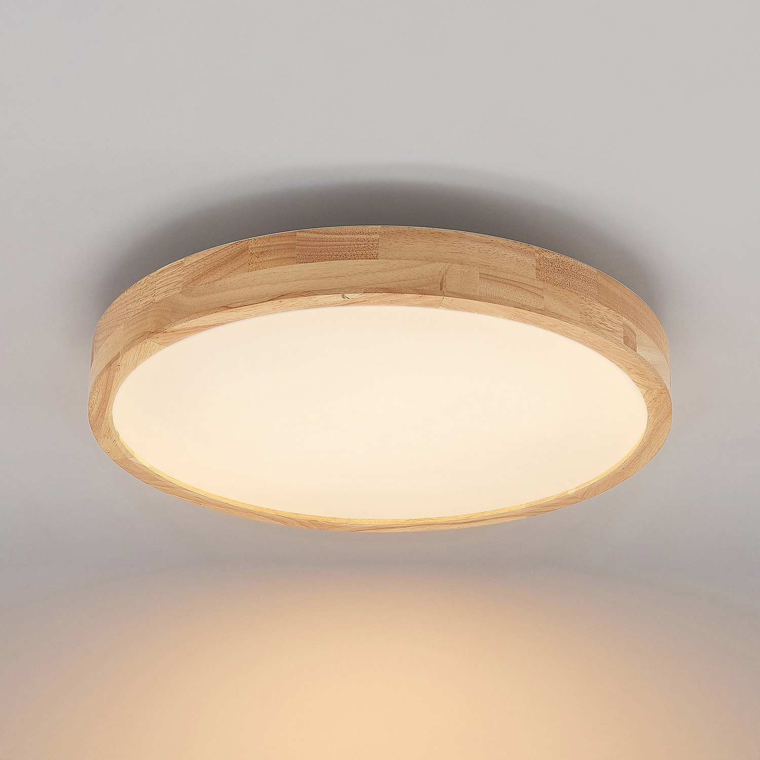 B-Ware Lindby Deckenleuchte Deckenlampe Led Holz Remote Cct Dimmbar Lanira Weiß Rund