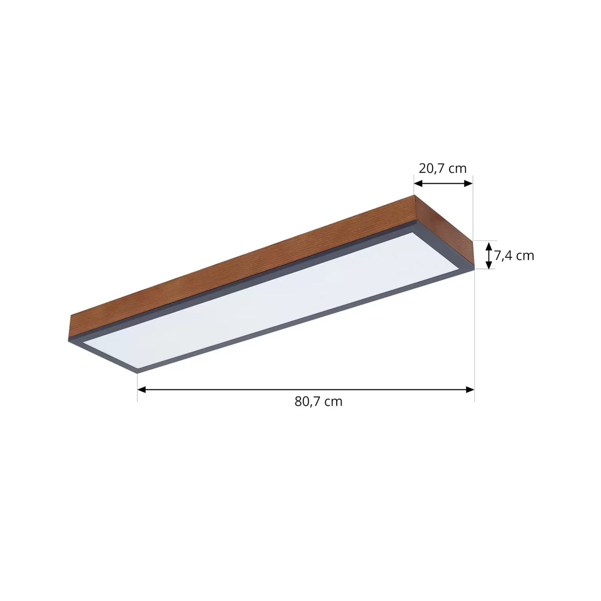Lindby Deckenleuchte Deckenlampe LED Laviona Holzdekor graphitgrau weiß 80 cm - 4251911747058