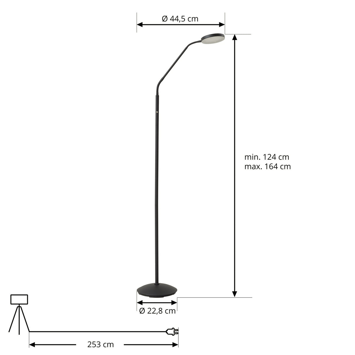 Lindby Stehleuchte Standlampe LED Akku Elvyn Dimmer Schwarz Verstellbar dimmbar - 4255830903632