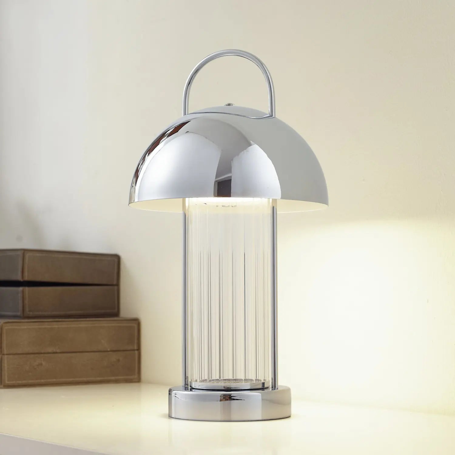 B-Ware Lindby Tischleuchte Lampe Akku Led Mareli Chrom Schalter Dimmer Usb Akku Kabel  - 4251911792621