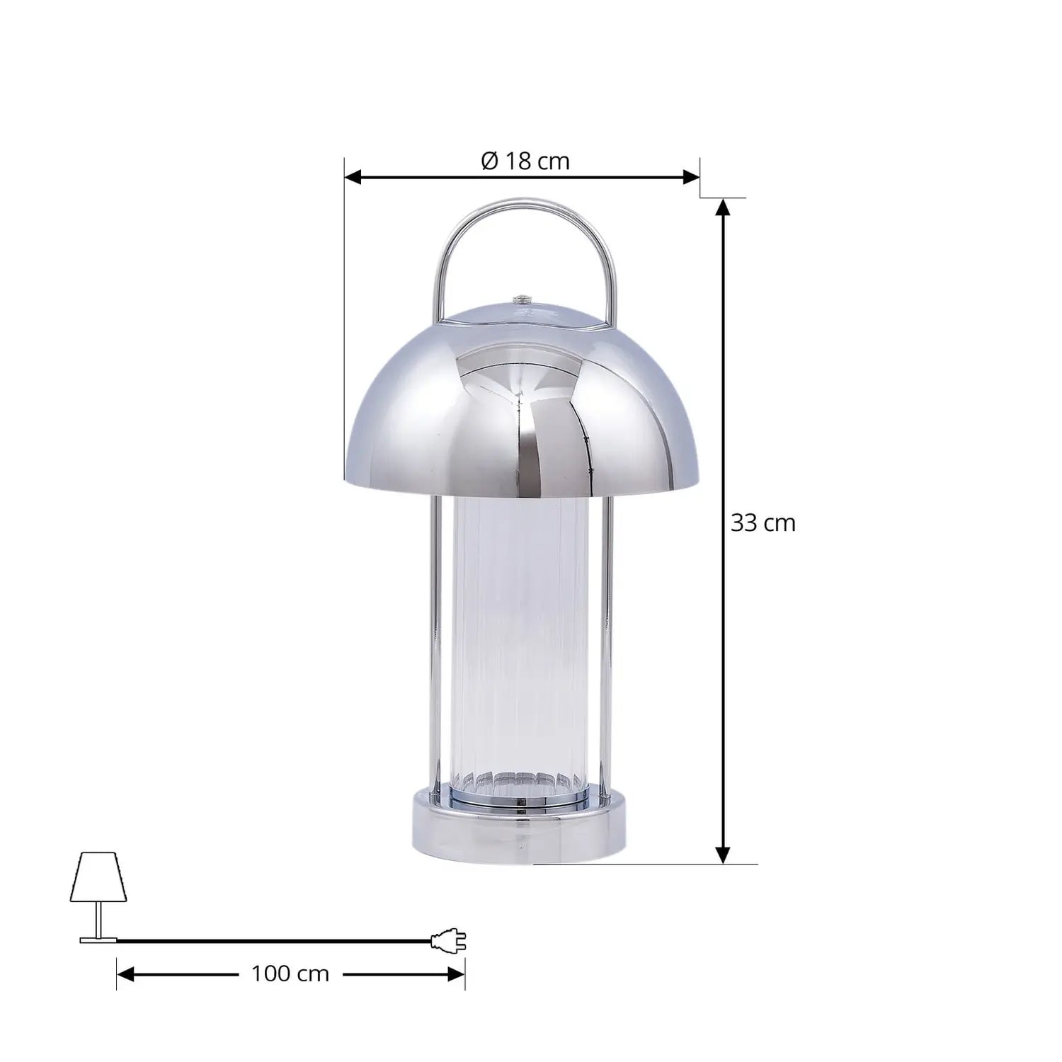 B-Ware Lindby Tischleuchte Lampe Akku Led Mareli Chrom Schalter Dimmer Usb Akku Kabel  - 4251911792621