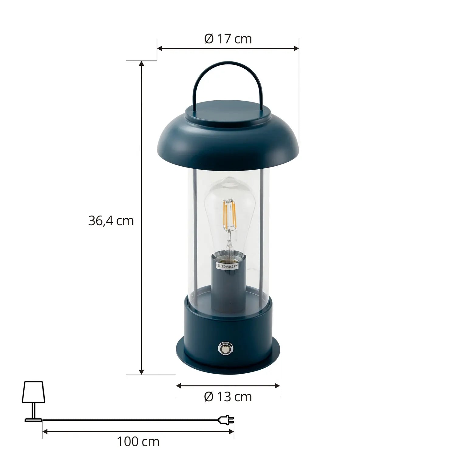 B-Ware Lindby Tischleuchte Akkulampe Yvette Led Blau Touchdimmer Ip44 Akku Außen 36,4cm - 4251911774870