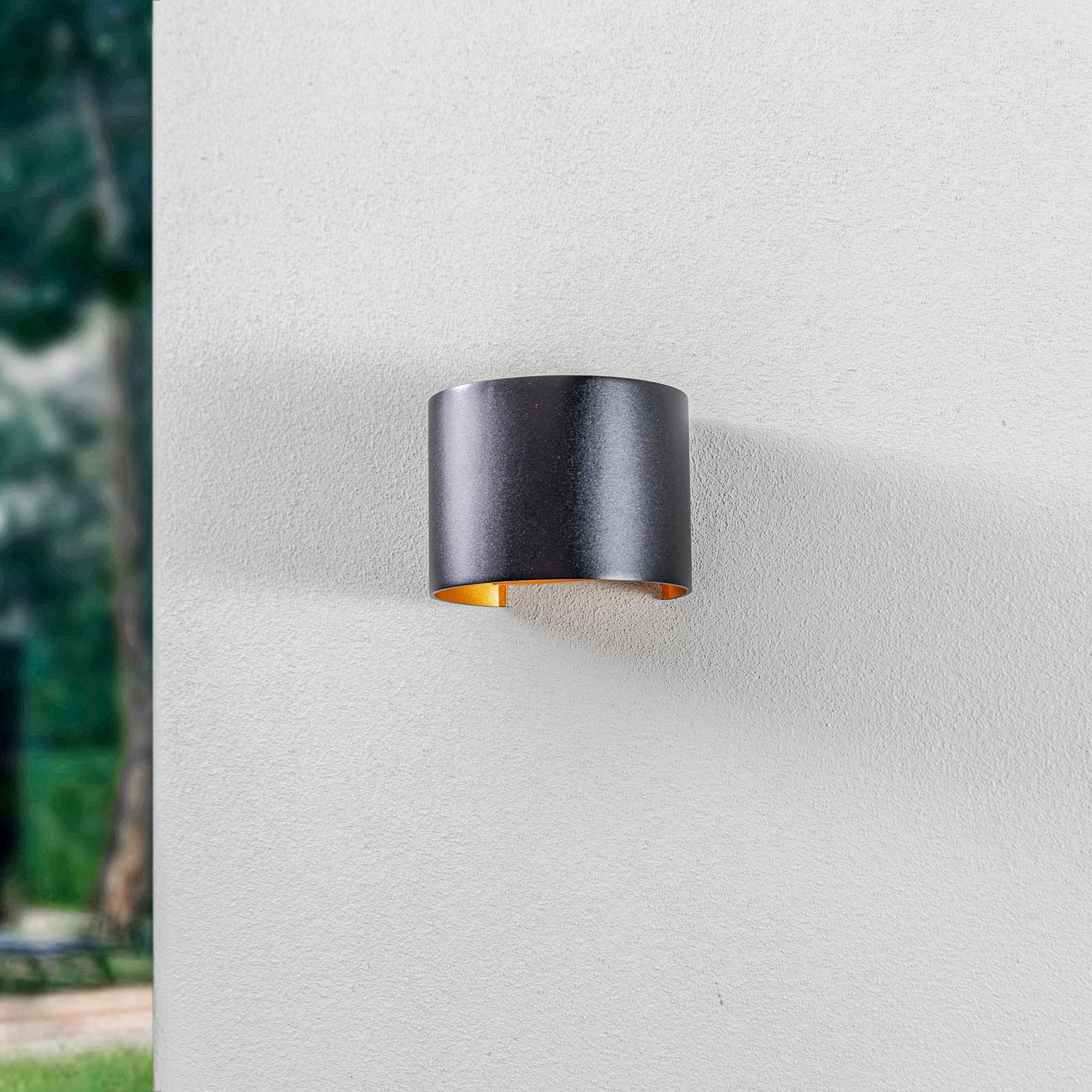 B-Ware Lindby Led Außendwandleuchte Außenlampe Nivar Rund Schwarz 2 Stück - 4251911774245