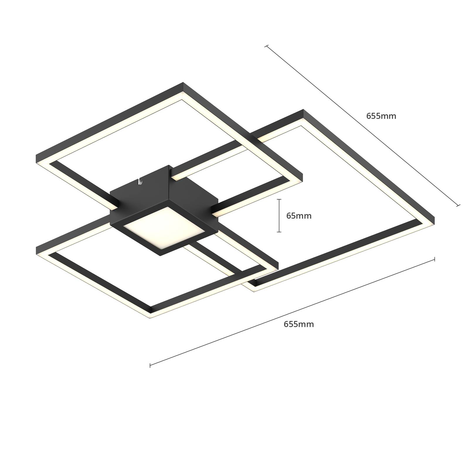 Lindby Deckenlampe Deckenleuchte LED Duetto anthrazit quadratisch Aluminium - 4251096574005