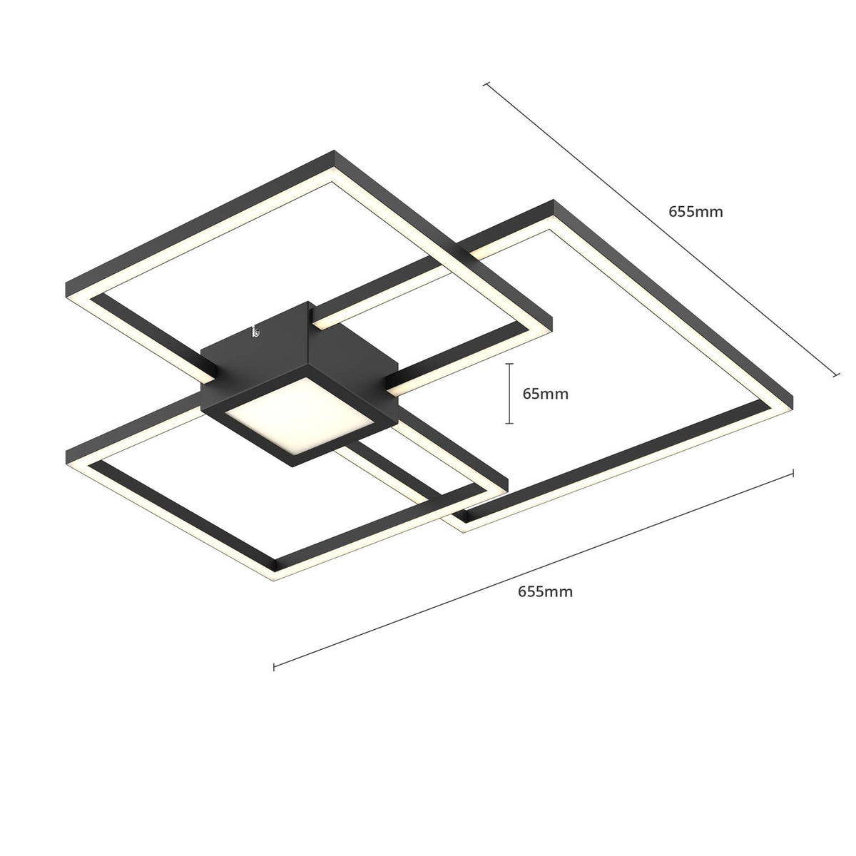 Lindby Deckenlampe Deckenleuchte LED Duetto anthrazit quadratisch Aluminium - 4251096574005
