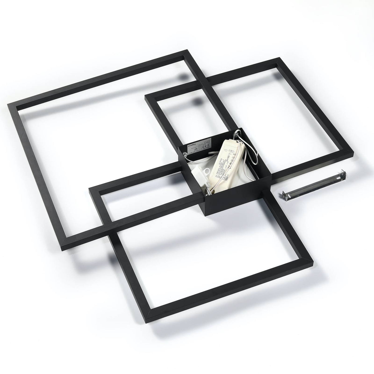 Lindby Deckenlampe Deckenleuchte LED Duetto anthrazit quadratisch Aluminium - 4251096574005