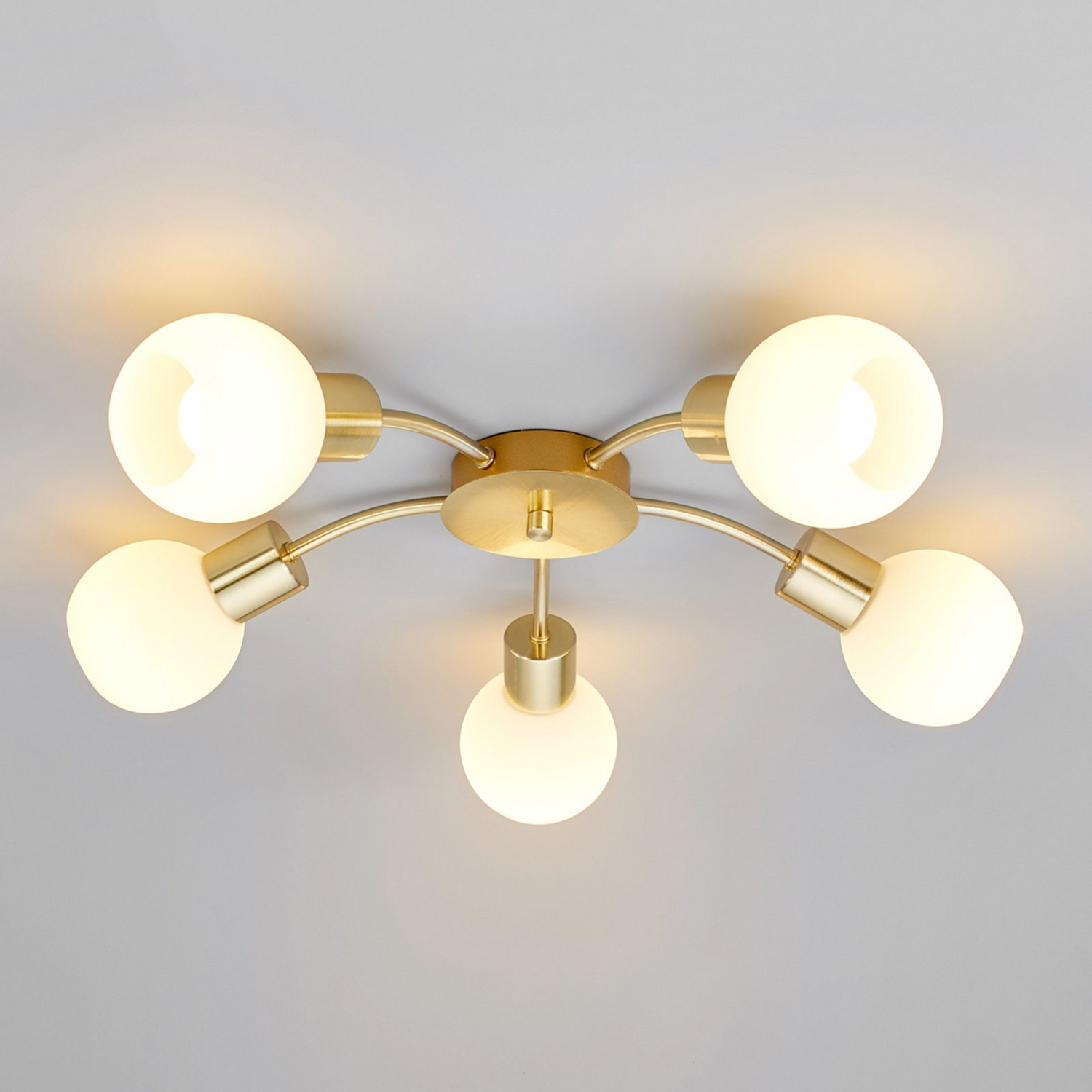 B-Ware Lindby Deckenleuchte Deckenlampe Elaina Messing Glas Opalglasschirme Rund