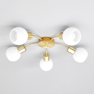 B-Ware Lindby Deckenleuchte Deckenlampe Elaina Messing Glas Opalglasschirme Rund