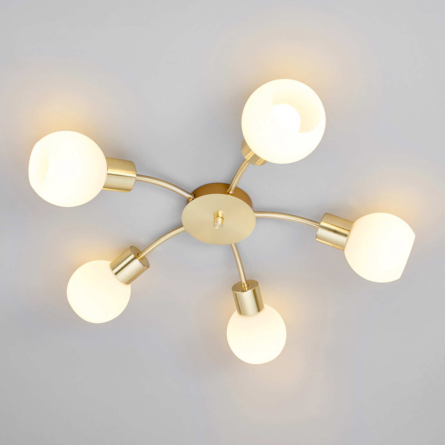 B-Ware Lindby Deckenleuchte Deckenlampe Elaina Messing Glas Opalglasschirme Rund