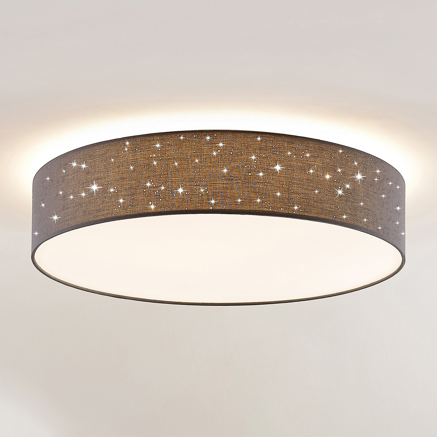 B-Ware Lindby Deckenleuchte Deckenlampe Led Ellamina Textil Anthrazit Fernbedienung 526 - 4251096586602
