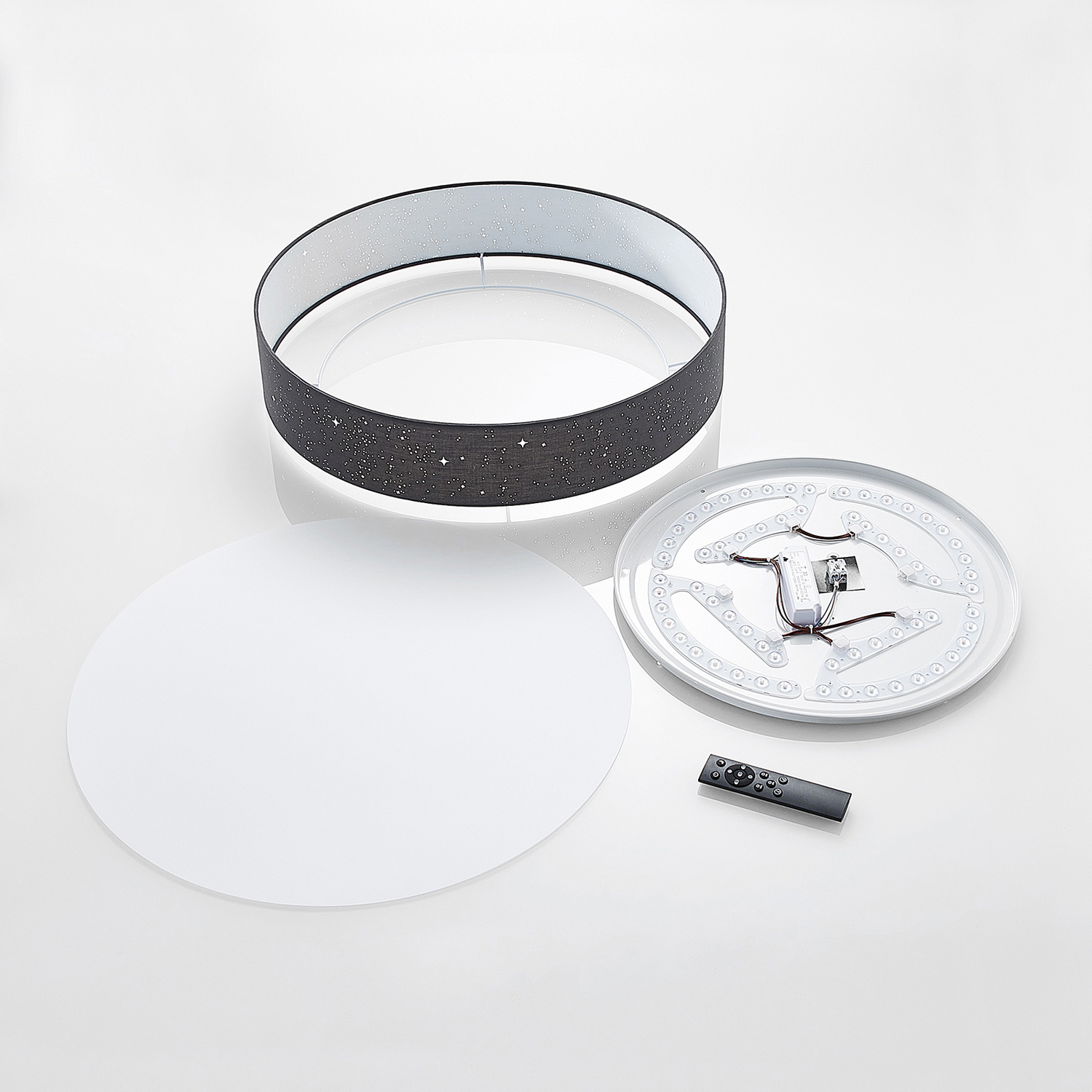 B-Ware Lindby Deckenleuchte Deckenlampe Led Ellamina Textil Anthrazit Fernbedienung 526 - 4251096586602