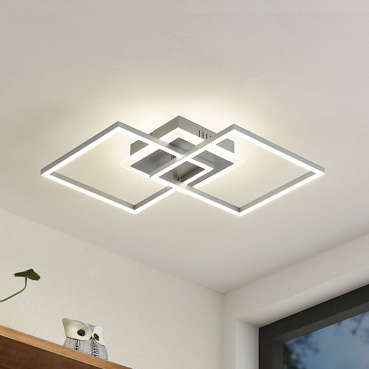 B-Ware Lindby Deckenleuchte Deckenlampe Led Fjardo Silber Fernbedienung Quadratisch Cct
