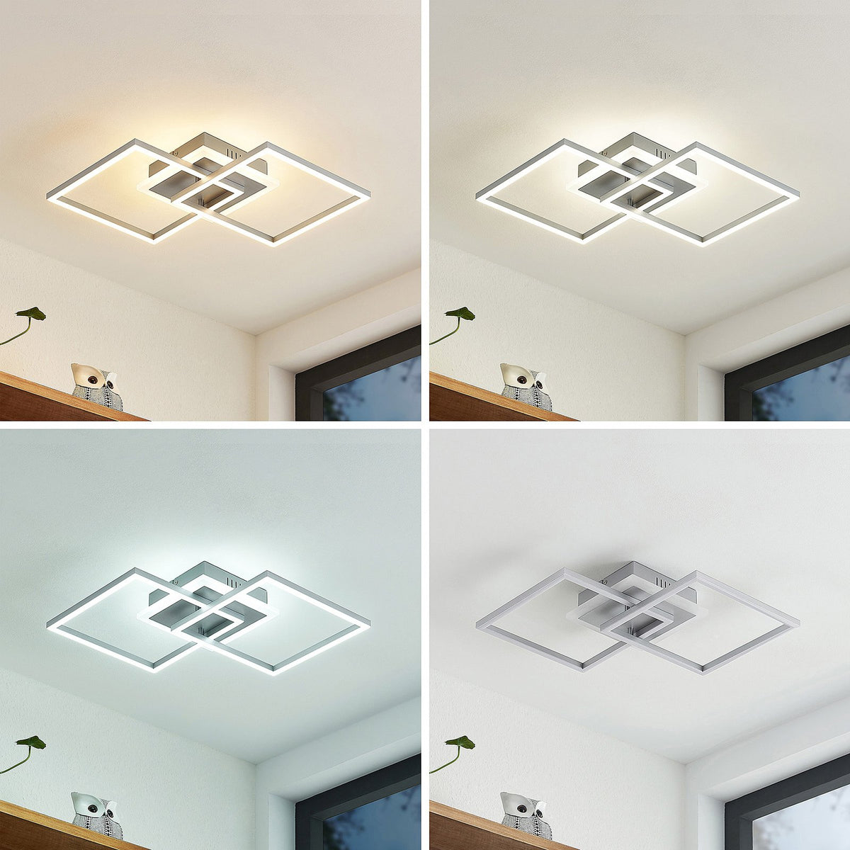 Lindby Deckenleuchte Deckenlampe LED Fjardo silber Fernbedienung quadratisch CCT - 4251911705645