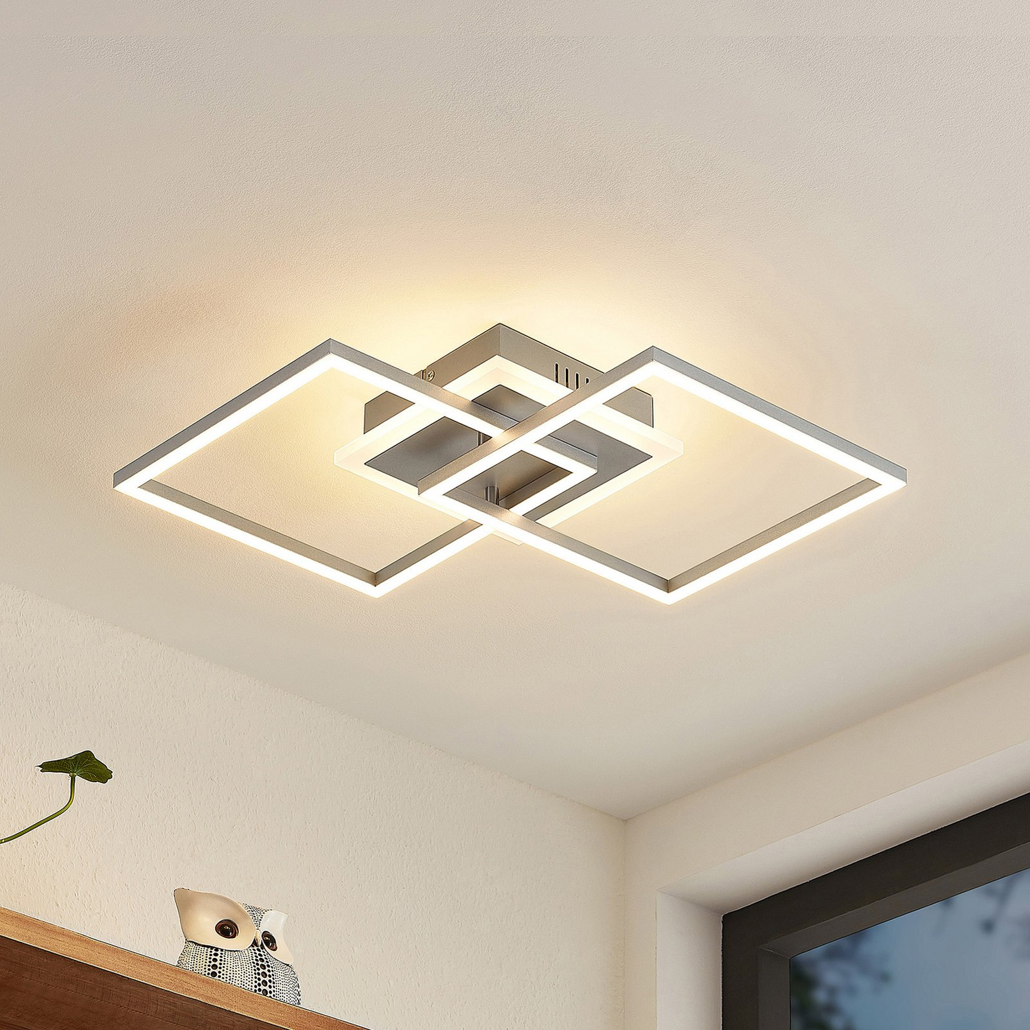 B-Ware Lindby Deckenleuchte Deckenlampe Led Fjardo Silber Fernbedienung Quadratisch Cct