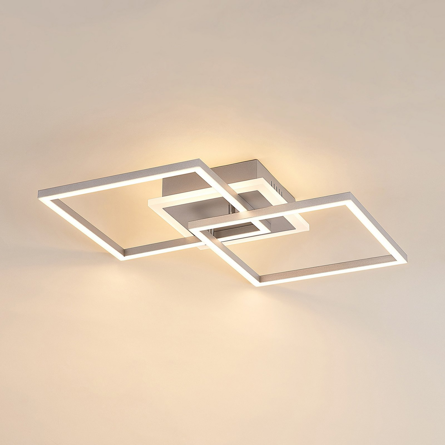 B-Ware Lindby Deckenleuchte Deckenlampe Led Fjardo Silber Fernbedienung Quadratisch Cct
