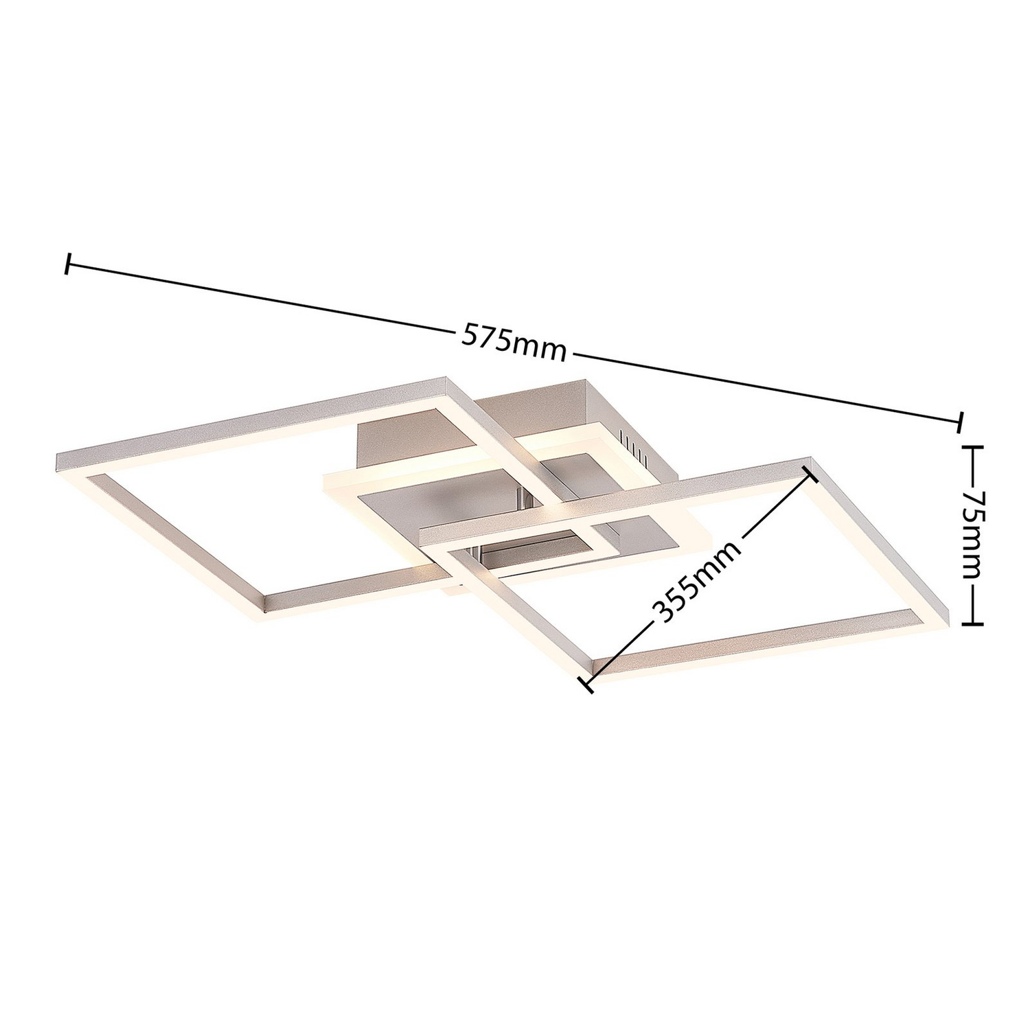 B-Ware Lindby Deckenleuchte Deckenlampe Led Fjardo Silber Fernbedienung Quadratisch Cct