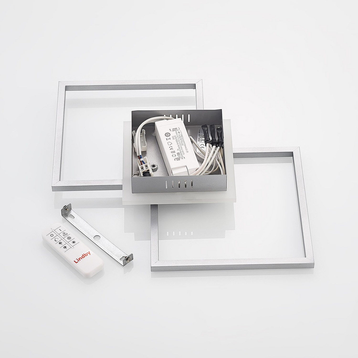 B-Ware Lindby Deckenleuchte Deckenlampe Led Fjardo Silber Fernbedienung Quadratisch Cct