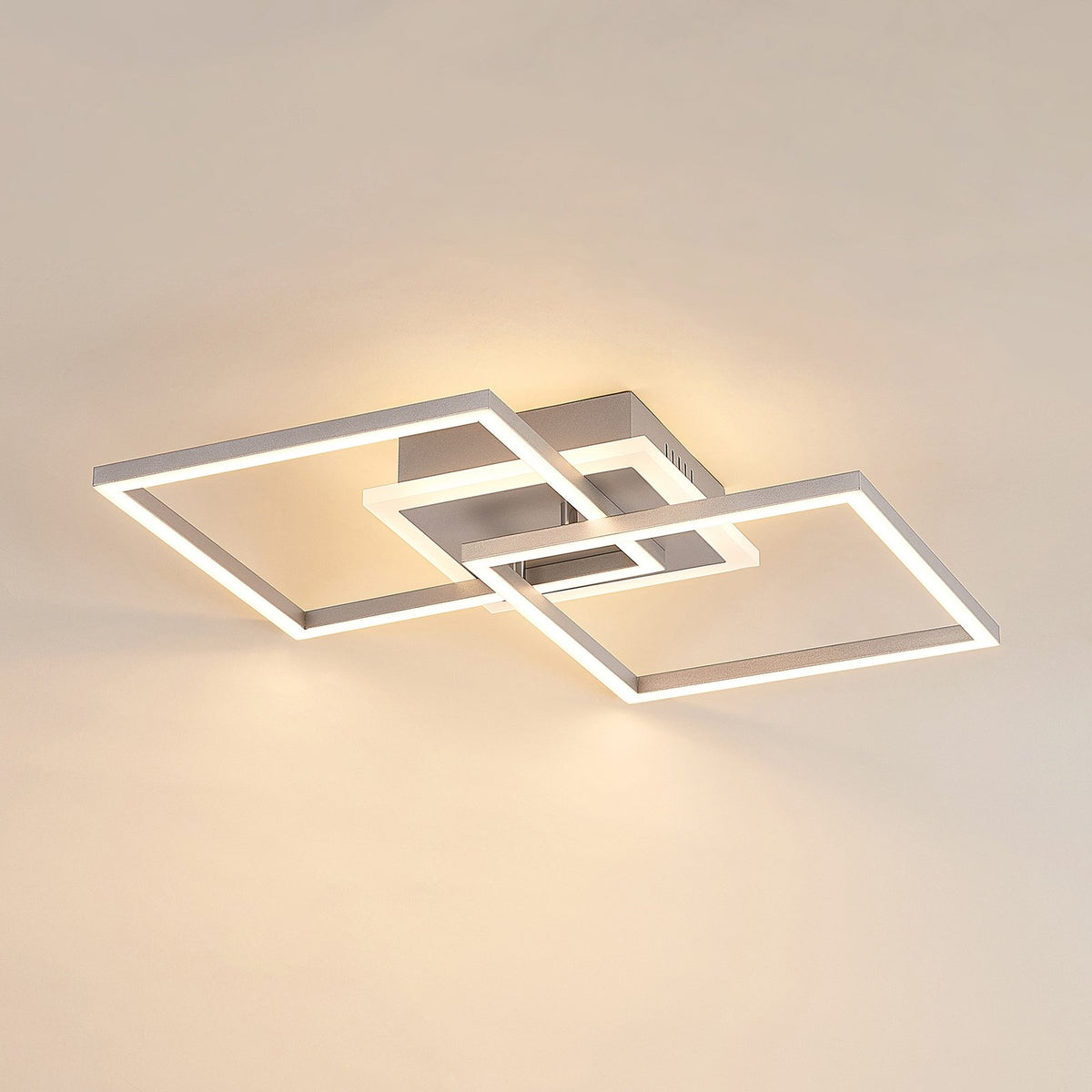 Lindby Deckenleuchte Deckenlampe LED Fjardo silber Fernbedienung quadratisch CCT - 4251911705645