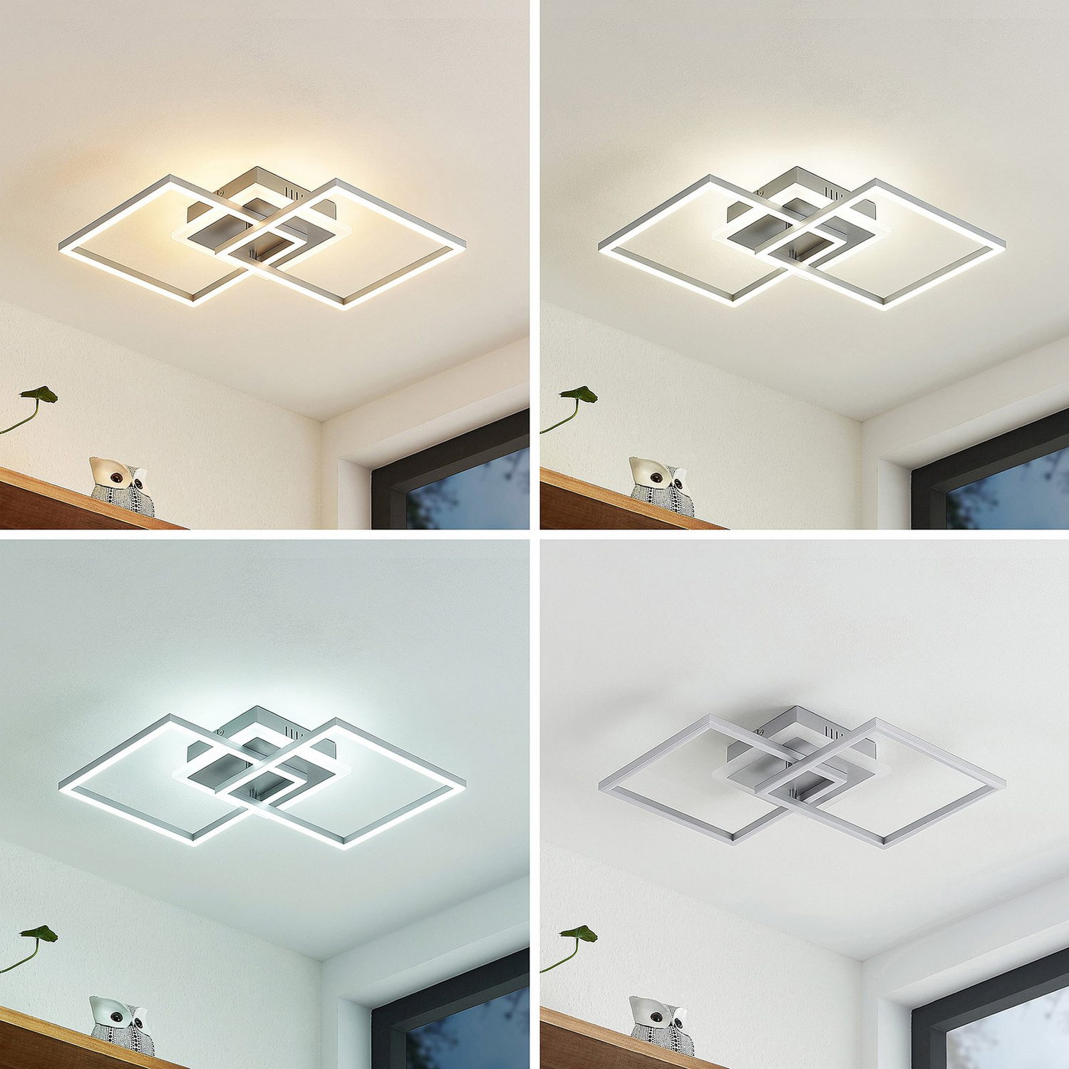 B-Ware Lindby Deckenleuchte Deckenlampe Led Fjardo Silber Fernbedienung Quadratisch Cct