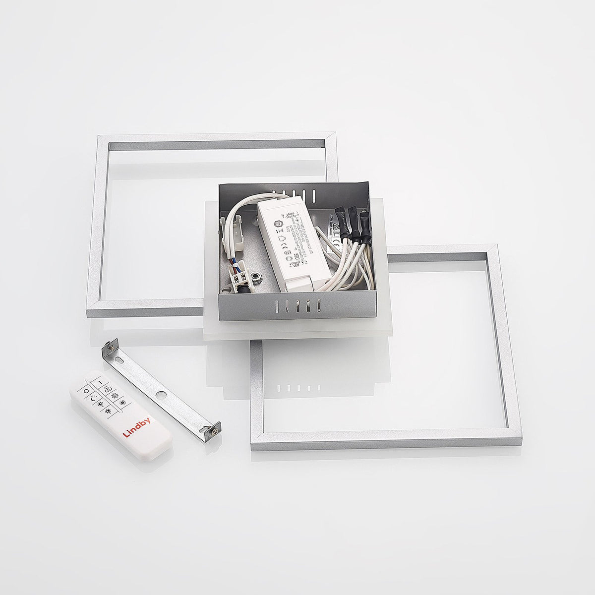Lindby Deckenleuchte Deckenlampe LED Fjardo silber Fernbedienung quadratisch CCT - 4251911705645