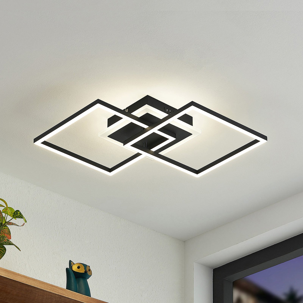 Lindby Deckenleuchte Deckenlampe LED Fjardo schwarz Fernbedienung dimmbar CCT - 4251911705652