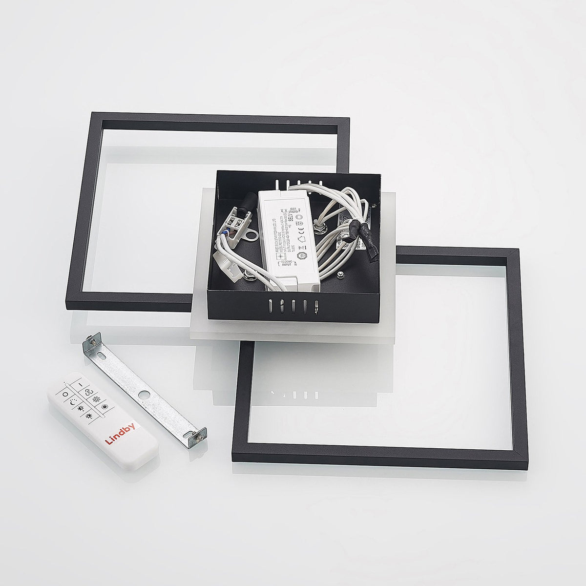 Lindby Deckenleuchte Deckenlampe LED Fjardo schwarz Fernbedienung dimmbar CCT - 4251911705652