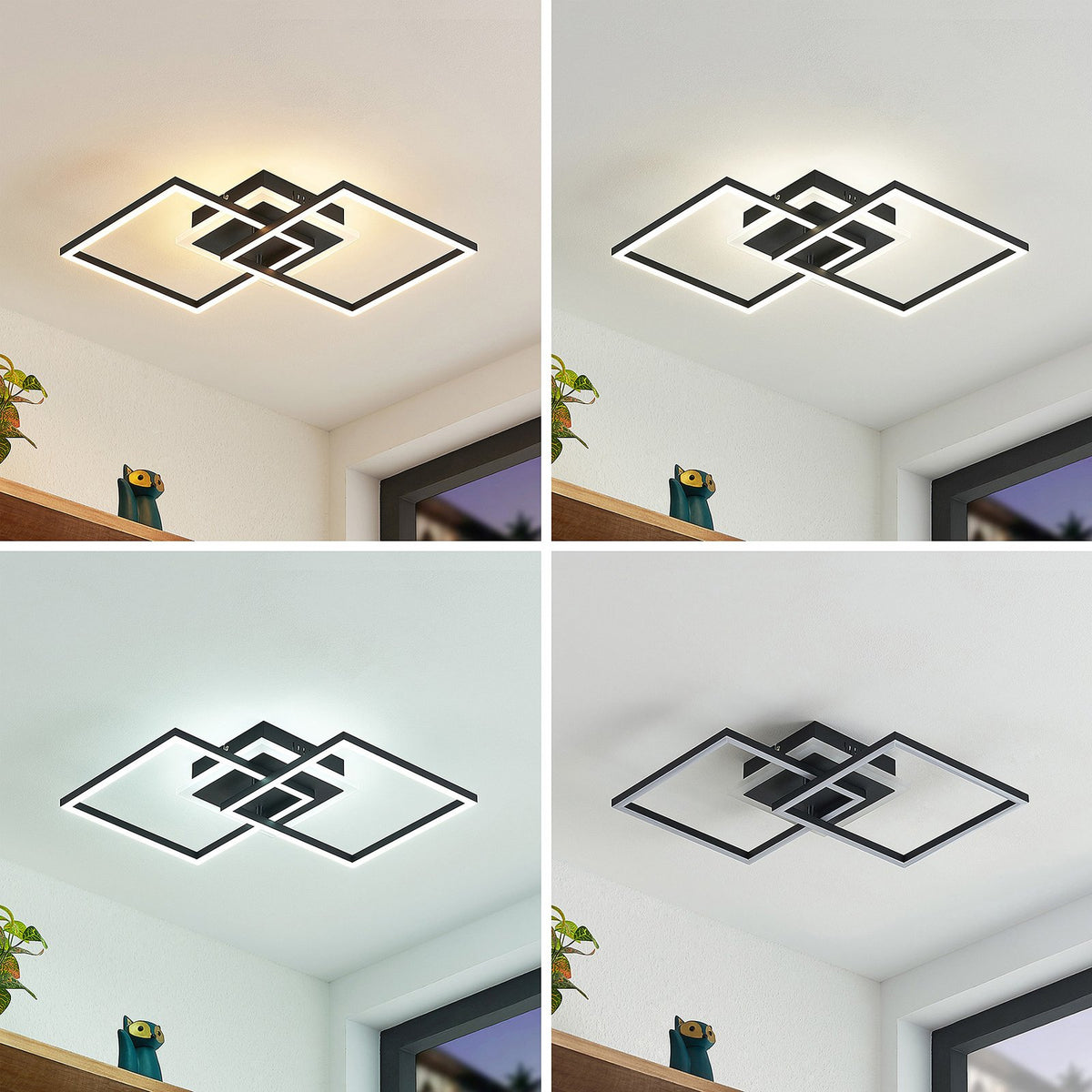 Lindby Deckenleuchte Deckenlampe LED Fjardo schwarz Fernbedienung dimmbar CCT - 4251911705652