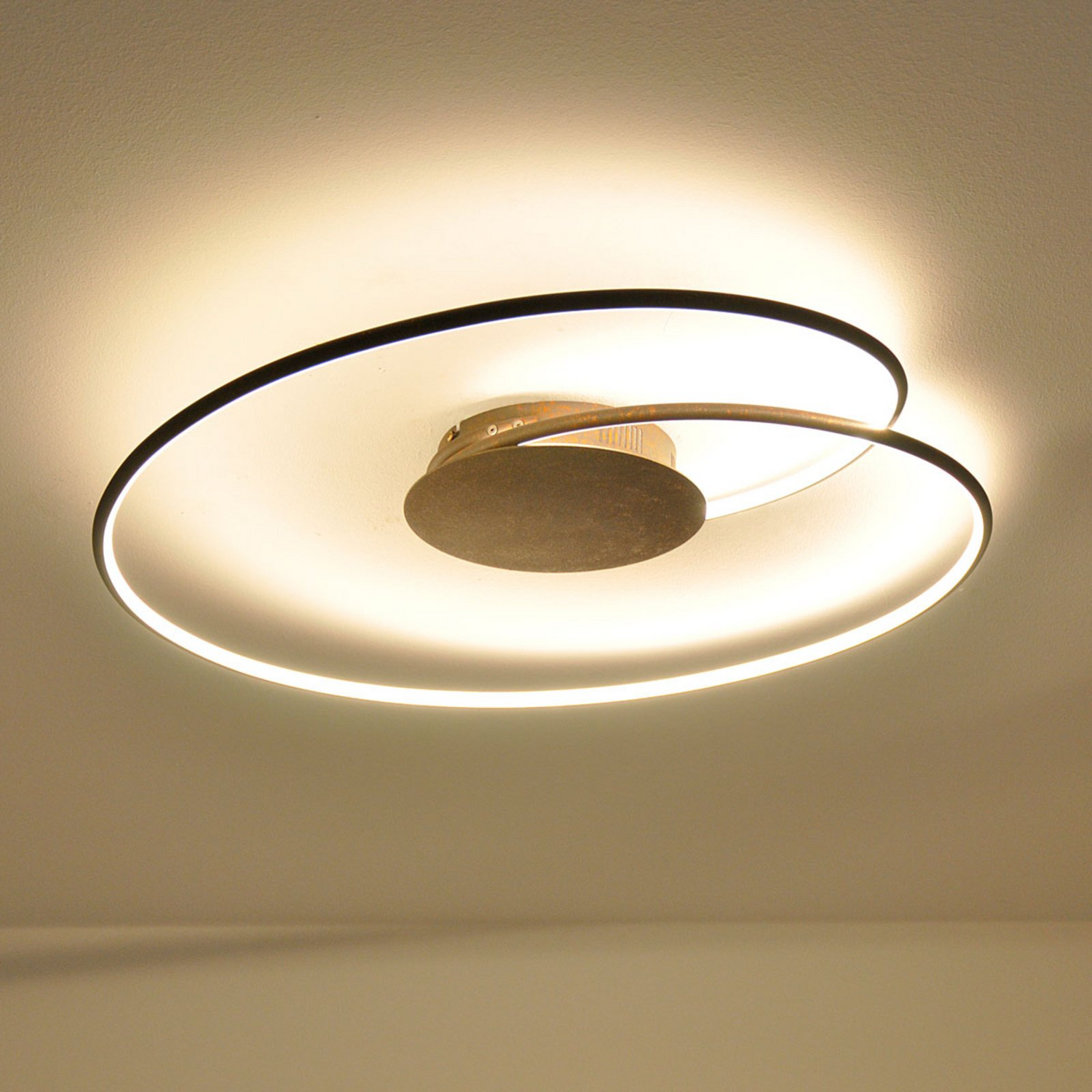 B-Ware Lindby Deckenleuchte Deckenlampe Led Joline Rostbraun Metall Chrom Lichtlampe953