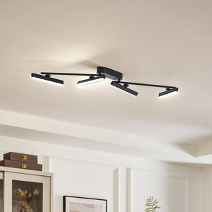 B-Ware Lindby LED-Deckenleuchte Eldrin 4-flg schwarz drehbar für Wohnzimmer 123 cm