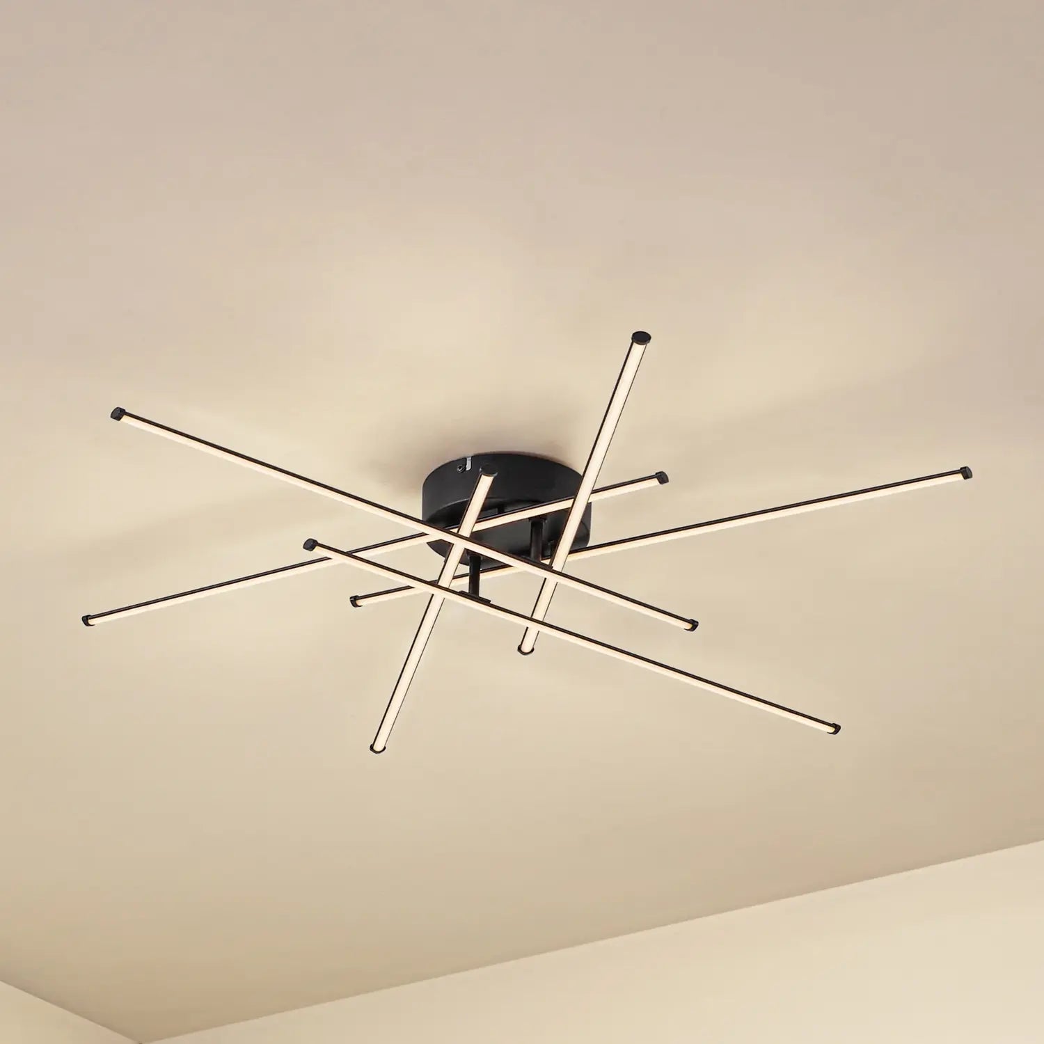 B-Ware Lindby Deckenleuchte Lampe Led Elviano Schwarz ø 80 Cm 3000 K Aluminium Leuchte - 4255830901966