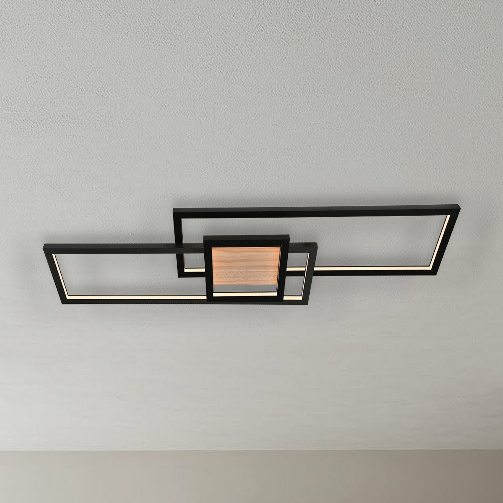 Lindby Deckenleuchte Lampe LED Emiljan schwarz Metall dimmbar Holz Wohnzimmer - 4251911799262