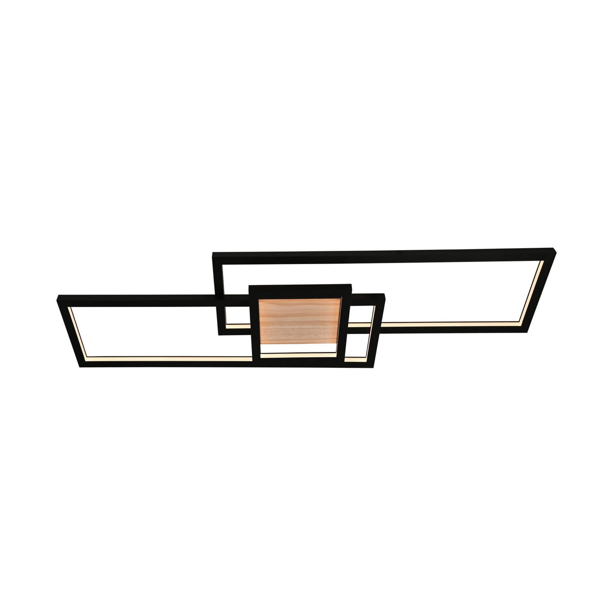 Lindby Deckenleuchte Lampe LED Emiljan schwarz Metall dimmbar Holz Wohnzimmer - 4251911799262