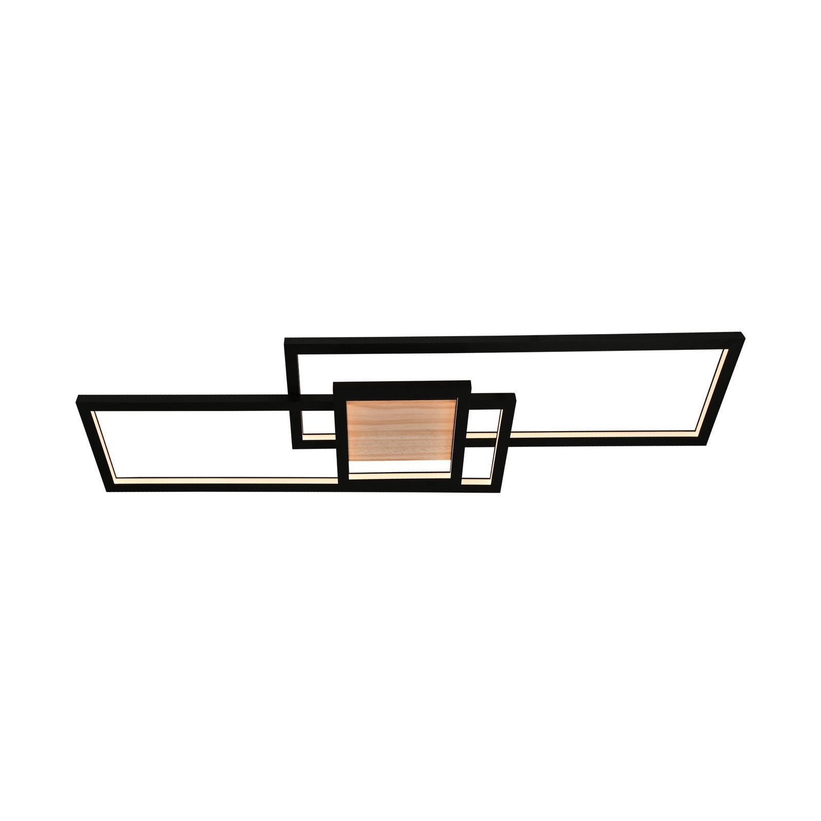 Lindby Deckenleuchte Lampe LED Emiljan schwarz Metall dimmbar Holz Wohnzimmer - 4251911799262
