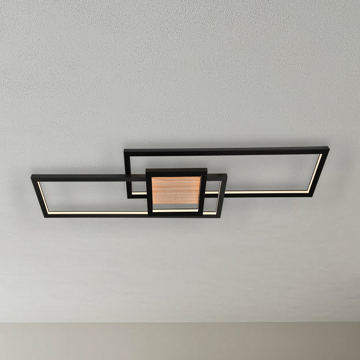 B-Ware Lindby Deckenleuchte Lampe Led Emiljan Schwarz Metall Dimmbar Holz Wohnzimmer59 - 4251911799262