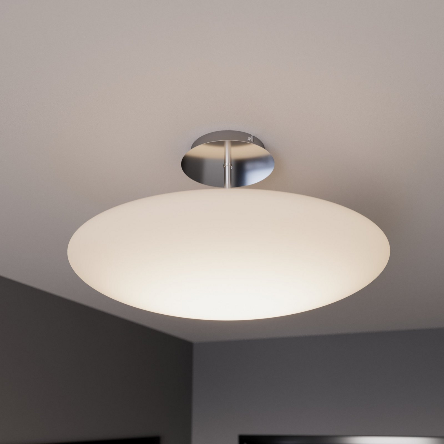 LED Deckenleuchte „Gunda“ – Titanfarben Mit Weißem Acryl-Schirm, 30 Cm Durchmesser, Inkl. 9W LED (3.000K)