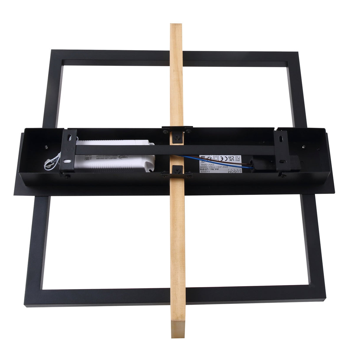 Lindby Deckenleuchte Lampe LED schwarz Holz Aluminium Kunststoff Holamu 46cm542 - 4251911782783